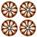 PRIGAN Black Orange 14 Inch Wheel Cover/Wheel Cap Universal Model (Set of 4 Pcs) (for All 14 Inch Cars)