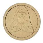 Earmark MDF Padharo Sa Engraved Design Wall Plate Base with Frame Cutout for DIY Craft