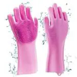 Fubura Dish Washing Gloves, Silicon Gloves for Washing Utensils, Cleaning Gloves for Kitchen (1 Pair)
