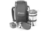 Oliveware Executive Leak Proof Stainless Steel Full Meal Lunch Box With Insulated Fabric Bag (Black)