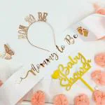 SPECIALYOU.IN Baby shower decoration items | Golden Mom to be Sash and Headband | Mom to be crown | Maternity Photoshoot props | Baby Shower cake topper | Baby shower props | Baby shower kit - 3 pcs