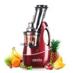 Hestia Appliances, 240W, Nutri-Max Cold Press Juicer|Powerful Motor | Patented Auger for Maximum Juice Extraction | Juicer Strainer+Smoothie Strainer+Sorbet Strainer, Wine-Red