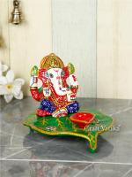 CraftVatika Multicolor Ganesha Diya 14.1 x 13.21 cm