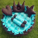 Motherhood Sky Blue Cotton Baby Tub Bed With 5 Pillows Bedding Set