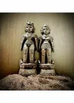 The Homo Sculpts Handcrafted Marapachi Bommai Wooden Dolls / Bommal koluvu / lakadee Gudiya (boy and Girl)