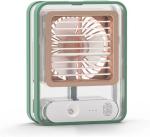 DHVYANT MART Small Personal Desk Fan with Mist Spray, LED Night Light, Electric Battery Operated Water Misting Fan, USB Rechargeable Portable Quiet Mini Desktop Table Cooling Fan for Office, Camping, Indoor, Outdoor