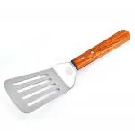 Ramkuwar Stainless Steel Big Slotted Turner Flipper Spatula with Wood Handle Kitchen Tool for Cooking Grilling
