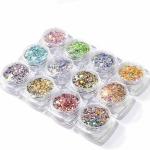 MAPPERZ Nail Art Glitter Powder Set Shinning Mirror Glimmer Nail Art 12 Pcs-(Multicolour)