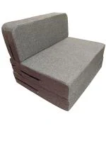 COZY COMFORT Curtain Hub Dr. Health mattresses Single Seater Folding Sofa Cum Bed - Perfect for Guests - Jute Fabric Washable Cover | 3' X 6' Feet, Grey