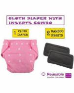 BEAUTIQ BABY COLLECTIONS CHARMING STARS Reusable Baby Cloth Diaper with Insert Nappy Liner Pad - M (Pack of 2)