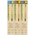 DR. MOREPEN Organic Bamboo Toothbrush for Adults - Blue, Brown & Charcoal
