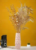 SATYAM KRAFT 4 Pcs Artificial Flower Gingko Leaves Fake Flowers Sticks Bunch Decorative Items for Home, Living Room Table Decoration Plants and Craft Items Corner (Without Vase Pot) (Dark Golden)