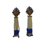 Priyansh Enterprise Handmade Blue Brass Traditional Earrings For Parties, Festivals For Women