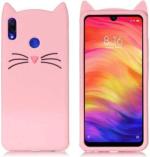 Richburg Pink Rubber Billi Cartoon Ear Design Shockproof Back Case For Redmi Noe 7S
