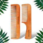 Majestique 2PCS Wooden Neem Comb Wooden Hair Comb for Women, Wood Comb Anti-Static & No Snag, Wodden Comb Handcrafted Wooden Hair Comb