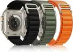 SwapME Nylon Smart Watch Straps for Apple Watch Band 49 mm, 45 mm (Black, Orange and Green) pack of 3
