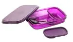 Shivalay 2 Compartments and Spoon Lunch Box for Kids BPA Free Plastic ( Purple , 590 Ml )
