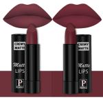 PERPAA Creamy Matte Lipstick Combo Set Of 2 Bright Long Stay Intense Color 3.5gm Each|Tan Red,Cherry Maroon