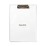 Shining Zon Paper Clipboard Writing Pad Clipboards Drawing Writing Exam Board Clipboard with Clip and Elastic - Sturdy, Lightweight for Office, School, College Transparent Exam Pad (Pack of 8)
