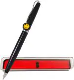 K K Crosi Blue Ink Aluminium Smiley Magnetic Pocket Holder Ball Pen - Black