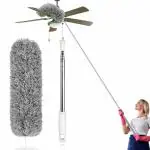SZONZ Microfiber Feather Duster Bendable & Extendable Fan Cleaning Duster with Up to 100 inches Stainless Steel Expandable Pole Handle Washable Duster for High Ceiling Fans