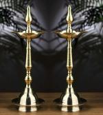Brass Gallery Brass Diwali Puja Oil Diya Kashi Samayi for guft & Puja (Height 10 Inch, Fancy Samayi)