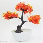 GOLDFISH SOLUTIONS Table Flower top for home shop office decoration gift Artificial Plant with Pot| Decorative Grass Plant With White Pot| Mini Fake Potted Plants