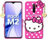 Aviaaz Poco M2 Soft Rubberized TPU Girls Kitty Pink Silicon, Rubber Back Cover