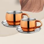 Mintage Stainless Steel cup and saucer set BLISS pvd rose gold (12 pc set)