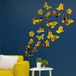 Look Decor Gold Butterfly 3D Acrylic Mirror Wall Sticker (Pack Of 20)