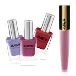 JUICE NAIL PAINT TICKLE ME PINK 15 PINK ROSE 179 PEARLY FLINT 269 and LIPTINT PLUMBURN M95 WATERPROOF and LONG LASTING COMBO OF 4