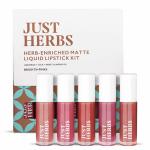 Just Herbs Ayurvedic Liquid Lipstick Kit Set of 5 with Long Lasting, Hydrating & Lightweight Lip Colour - Paraben & Silicon Free