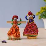 Webelkart Handmade Multicolor Rajasthani Kisan Dolls Figurine Multicolour Recycled Material Decorative Figurines for Home Office Decor Decorative (Rajasthani Puppets-2)