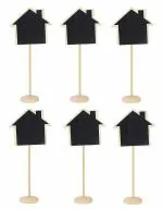 SATYAM KRAFT 6 Pcs Mini Chalkboard Signs Small Home Shape Chalkboards Blackboard for Weddings, Message Board Signs, Kids Projects and Special Event Decorations (Design 2) (Pack of 6)