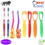 MAXI Oral Care Combo of 8-(2 Adults) You & Me Active Toothbrush & (2 Kids) Bingo Junior Toothbrush & (4 TC) 1 Number Tongue Cleaner