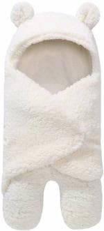 Pandaoriginals Solid Single Hooded Baby Blanket for AC Room (100% Wool, White)