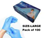 MEDROYAL NO.1 GLOVE Blue Nitrile Examination Gloves | Large Size | Powder-Free, Non-Sterile Disposable Gloves for Medical, Laboratory, Cleaning & Food Handling Use | Durable, Tear-Resistant Hand Protection | Pack of 100 Pcs