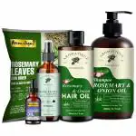 Aromatique Rosemary Hair Growth Kit: Natural Hair Care Set With Rosemary Hair Oil, Dried Leaves, Onion Oil Shampoo, Water/toner & Essential Oil - Diy Hair Treatment for Healthier, Fuller Hair