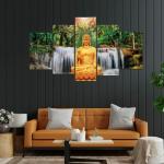 Perpetual Buddha Paintings for Living Room|3D Wall Painting for Decoration Set of 5 (75 X 43 CM)