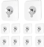 DEALBOOTH Plastic Self Adhesive Heavy Duty Magic Stickers Wall Hangers with Stainless Hooks for Hanging Stronger Waterproof 10KG Max (Transparent)
