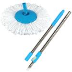 Primeway SS Rotating Spin Mop Handle | Stick Rod with Plastic Disc and Refill | 124cm | Blue