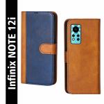 Knotyy Infinix NOTE 12i Blue and Brown Faux Leather Back Cover Flip Cover (Pack of 1)