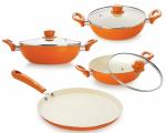 Nirlon Orange Aluminum Cookware Set 4 pcs