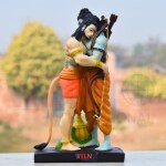 WELNO Premium Shri Ram & Hanuman Big Size Murti for Home | King of Ayodhya with Ram Hug Hanuman Idol | Dhanushdhari Raja Ram Lalla Statue for Pooja Room, Home Temple Home Decor & Gift.