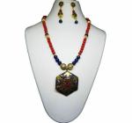 JAYA VISION ENTERPRISES Gemstone Red Coral & Lapis Lazuli Beads Necklace