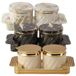 Selvel Air Tight Dry Fruit Container Tray Set with Lid Combo, (430ml) (Black & White)