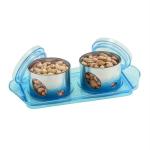 Fable Brown Plastic Airtight Dry Fruit Set Box with Lid Serving Tray 500 Milliliters (Pack of 2)