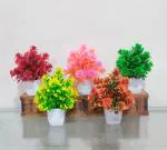 Saf Artificial Rose Design With Pot For Home, Office Any Place Decoration Multicolor Rose Artificial Plant With Pot    (17 Cm, Pack Of 5)