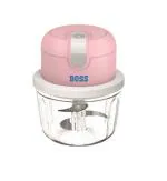 BOSS USB Rechargeable Wireless Electric Chopper with Stainless Steel Blades, One Touch Operation, 10 Seconds Chopping, Mincing Vegetable - 350 ML, 40 Watts, Pink