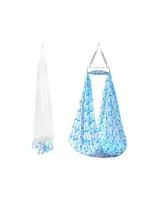 Vparents - Parentslap Plum Baby Swing Cradle With Mosquito Net And Spring (Blue) - Cotton